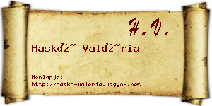 Haskó Valéria névjegykártya