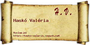 Haskó Valéria névjegykártya